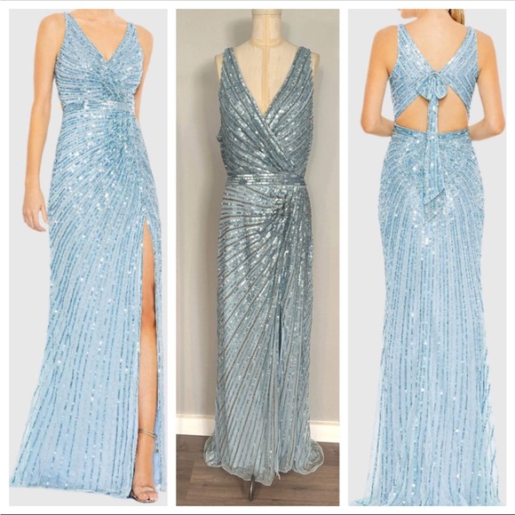Mac Duggal Ice Blue 🧊 Sequin Gown - Picture 1 of 8